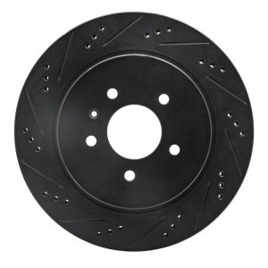 Cadillac STS Brake Rotor (1) - Rear Left - R1 Concepts - Drilled & Slotted - Black - `05-`11